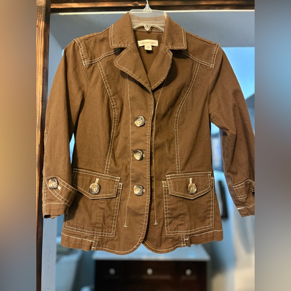 Coldwater Creek Chocolate Brown cotton Blazer